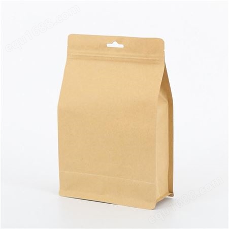 通用休闲食品包装袋 黄牛皮纸内镀铝八边封袋 茶叶干果密封袋定制