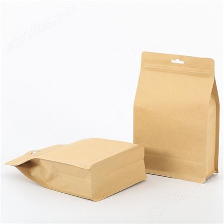 通用休闲食品包装袋 黄牛皮纸内镀铝八边封袋 茶叶干果密封袋定制