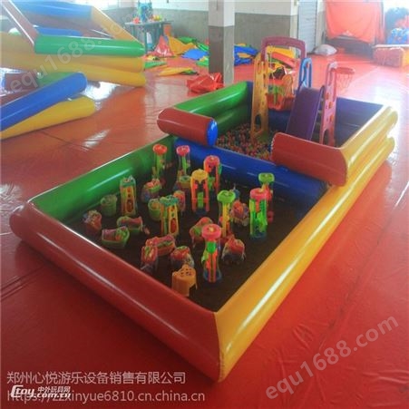 河南郑州户外决明子沙池，儿童充气沙滩池海洋球池组合玩具