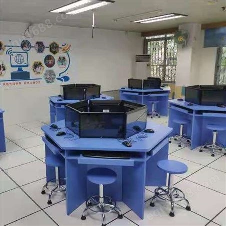智学校园 德州双人电脑桌 中学生教室长排电脑桌椅厂家