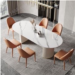 意式极简岩板餐桌椅组合简约轻奢长方形家用饭桌鼎富DF-0026