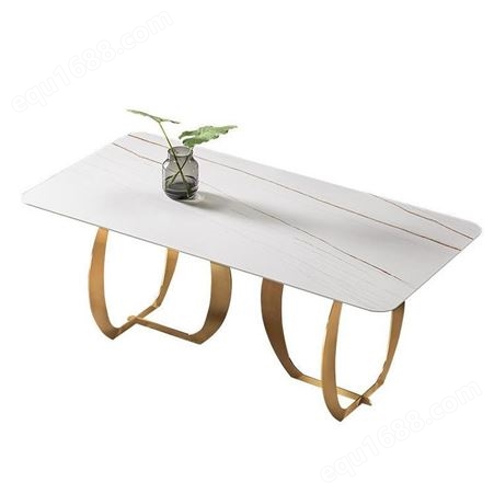 鼎富意式轻奢岩板北欧家用餐桌椅吃饭桌子长方形DF-402
