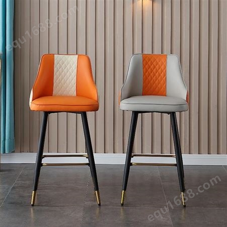 鼎富 轻奢吧椅 家用高脚椅子 靠背铁艺吧凳高脚凳餐椅 椅子DF-056