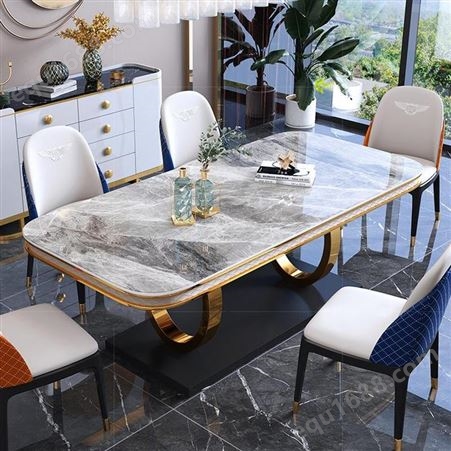 鼎富岩板餐桌椅组合家用创意客厅轻奢餐台桌子DF-071