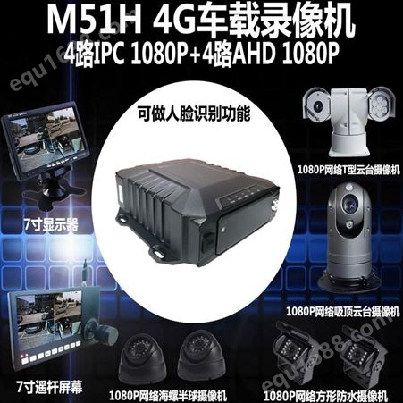 出租车4G监控M51H车载录像机车载SD卡录像机4G高清1080P网络车载NVR录像机生产厂家