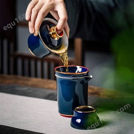 简约功夫茶具 陶瓷家用会客泡茶壶盖碗 中式茶杯整套装