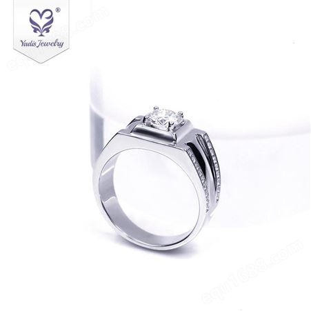 欧美时尚1克拉莫桑石戒指纯银结婚送男友礼物可定制