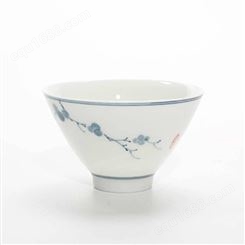 景德镇青花陶瓷山水手绘小茶杯 白瓷品茗杯茶碗 家用小碗杯功夫茶具
