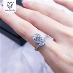 时尚流行925银戒指私人定制 3D绘图设计 镶嵌进口莫桑石戒指加工