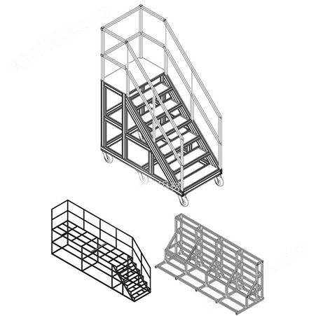 铝合金踏步移动平台 工业爬梯凳高跨线桥 来图按需定制