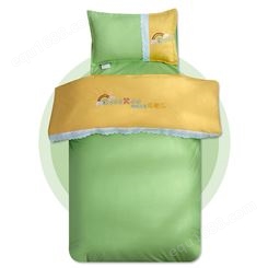 绿色纯棉被子厂家定制 幼儿园儿童六件套被褥套装