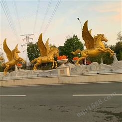 鑫宏工艺广场精美动物雕塑摆件铸铜飞马 户外城市公园铜马雕塑