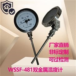WSS-481F万向型双金属温度计防腐整体不锈钢管道测温指针显示信号远传