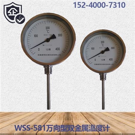 WSSF-581/571万向型双金属温度计管道测温液体气体测量指针显示