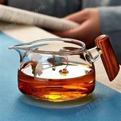 木把分茶器  玻璃公道杯  茶叶分离器  玻璃功夫茶具  无铅无毒