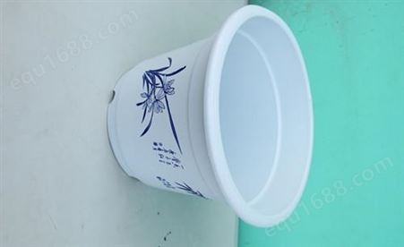 白色蓝花塑料花盆AC400价格 白色塑料花盆AC400厂家 花盆批发