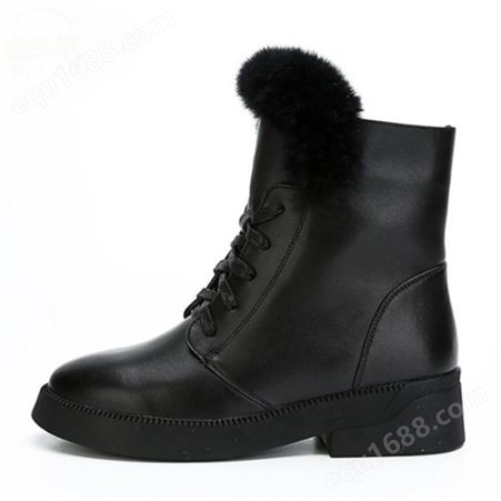 冬季保暖皮靴 短筒女靴 马丁靴 羊毛靴 6635C 黑色
