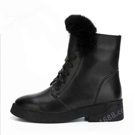 保暖冬靴 冬季保暖皮靴 短筒女靴 马丁靴 羊毛靴 6635C 黑色