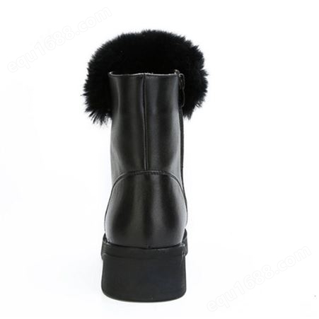 冬季保暖皮靴 短筒女靴 马丁靴 羊毛靴 6635C 黑色
