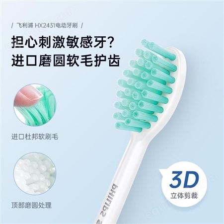 飞利浦(PHILIPS) 电动牙刷 成人声波震动牙刷 净力刷 2种模式 温和清洁