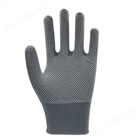 尼龙点珠ESD gloves 灰色13针织尼龙 PVC全掌点珠 工作手套