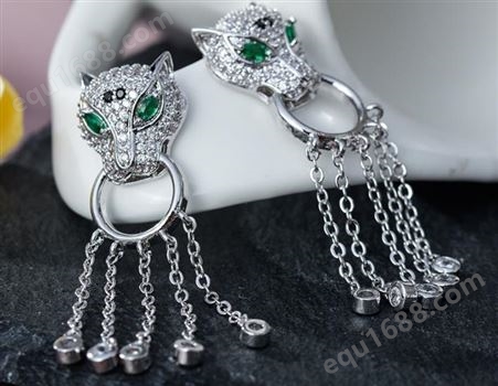 豹头耳环925银针锆石耳环生产厂家