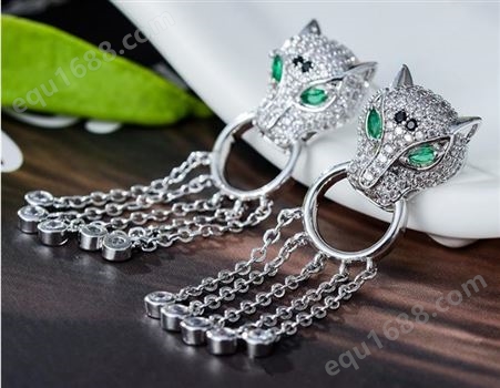 豹头耳环925银针锆石耳环生产厂家