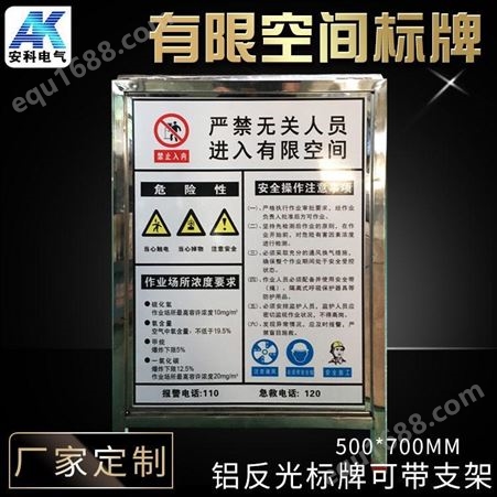 有限空间告知牌警示警告标志工厂车间告示牌警示提示安全生产标牌