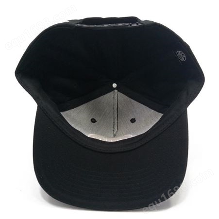 五片平沿帽定制工厂 字母刺绣logo嘻哈帽 黑色百搭纯棉平板棒球帽