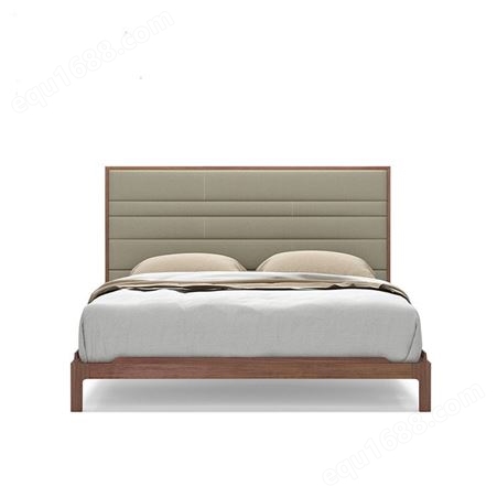 实木床 胡桃木床1.8米双人床 北欧床1.5米单人床 现代简约小户型 主卧婚床卧室家具