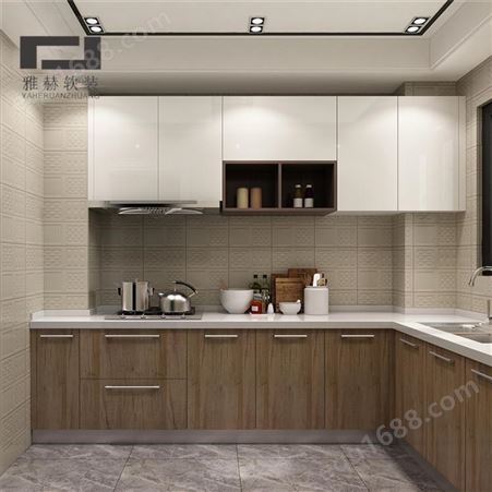 全屋定制厨房橱柜 雅赫软装 实木材质坚固防尘